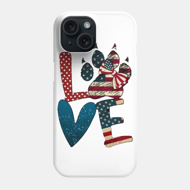 Flag American Love Cat Paw Phone Case by Pelman