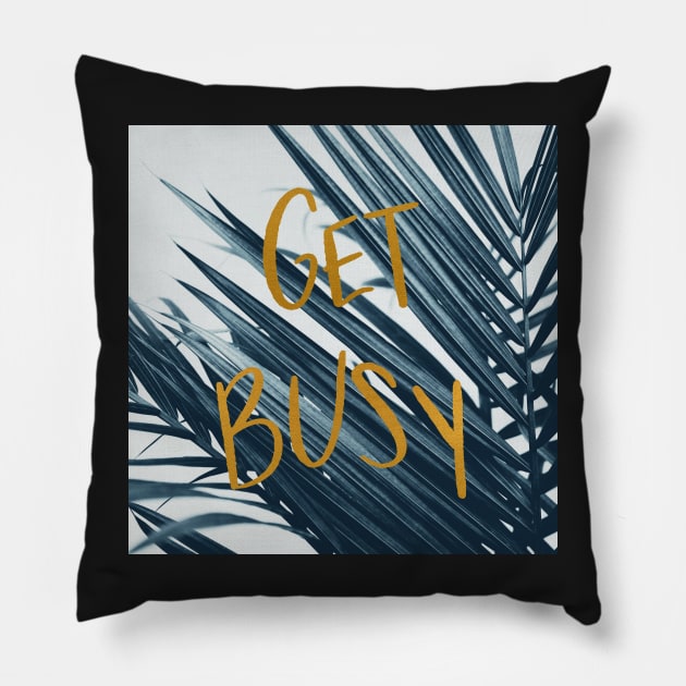 Get Busy (Cyanotype) Pillow by ALICIABOCK