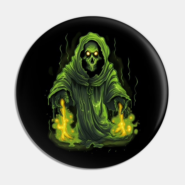 Spooky Green Halloween Reaper Pin by Obotan Mmienu