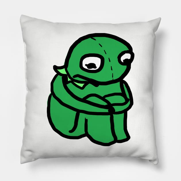 Kermit in Deep Thought Pillow by MurderBeanArt