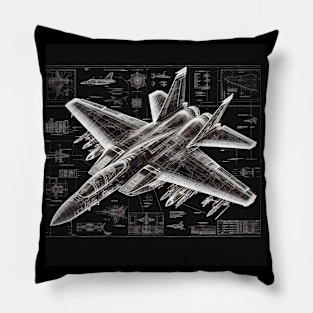 F14 Tomcat Fighter Jet Blueprint Engineering Pillow