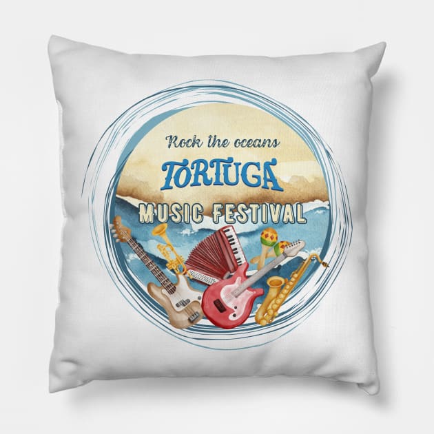 Tortuga music festival Pillow by smkworld