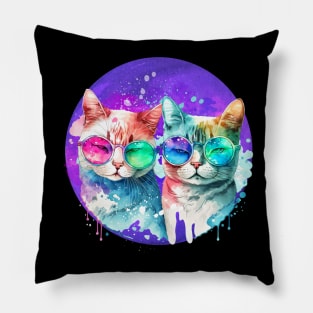 Rainbow Cats Couple Pillow