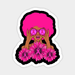 Afro Girl In October We wear Pink Breast Cancer Awareness Magnet