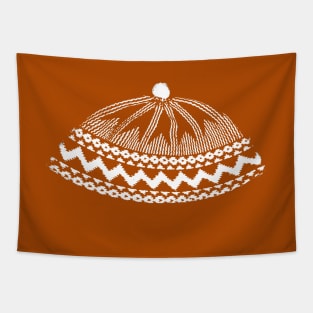 Kufi Haji Muslim Hat Design - Dark Orange Tapestry