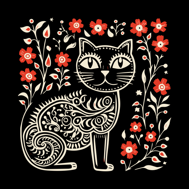 Lino Cut Cat by n23tees