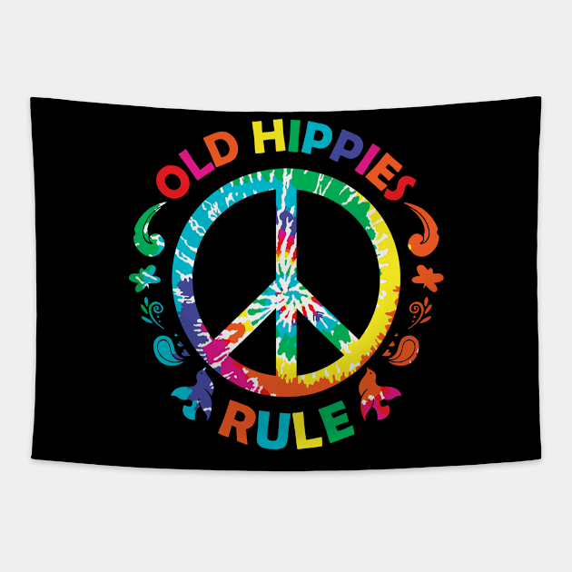 Old Hippies Rule Tapestry by M2M