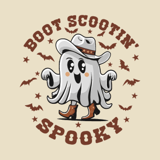 Cute Boot Scootin' Spooky Halloween Ghost Kid's Girls Halloween Western Country T-Shirt