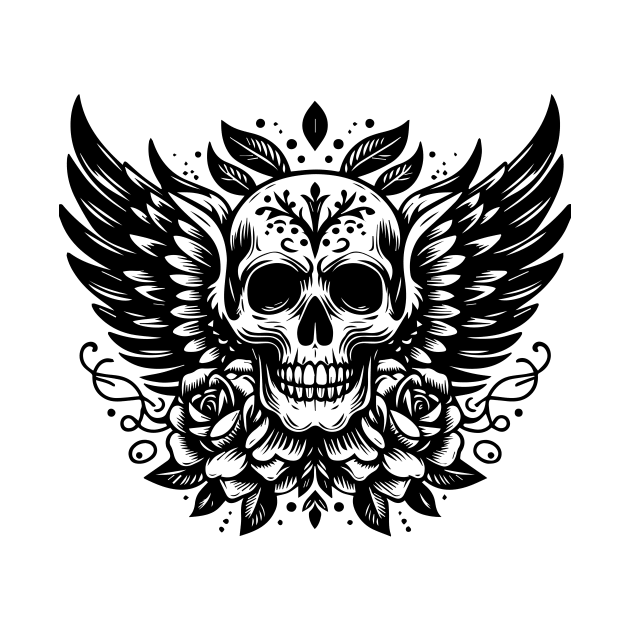 skull wings - Skull Wings - T-Shirt | TeePublic