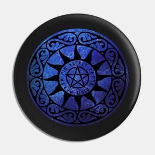 Five Elements Runic Magical Pentacle -  Blue Version Pin