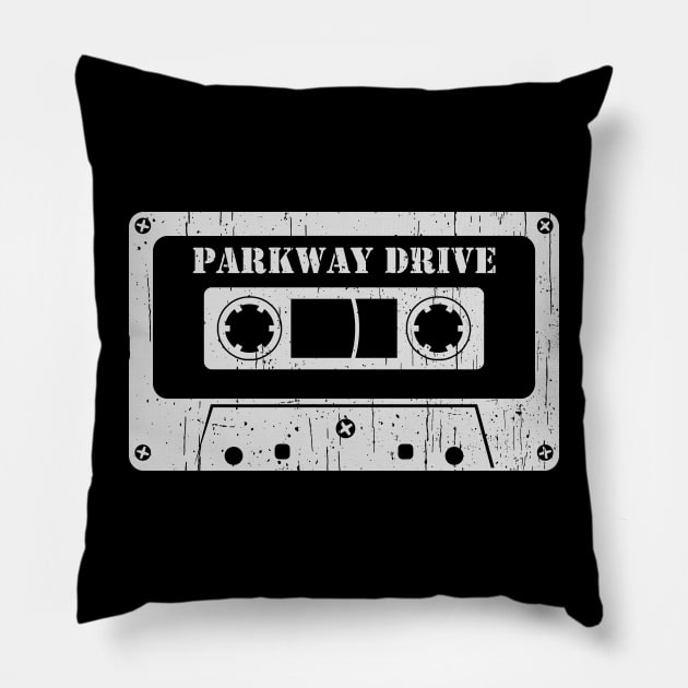 Parkway Drive - Vintage Cassette White Pillow by FeelgoodShirt