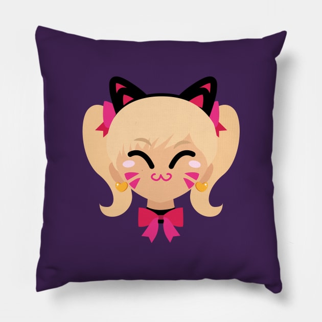 D.Va Cute Cat Skin Pillow by Alice_Wieckowska