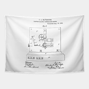 Electric Railway Controlling System Vintage Retro Patent Hand Drawing Tapestry