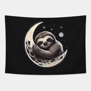 Sloth sleeping on the moon Tapestry