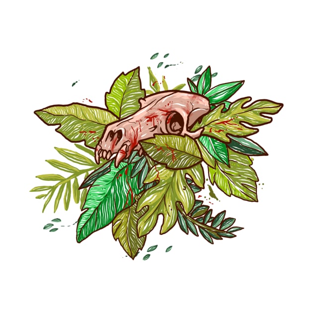 Wolf flower skull by Yosmaritem