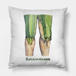 Quirky Zucchi-knees Pun Painting, Zucchini Gardener Pillow