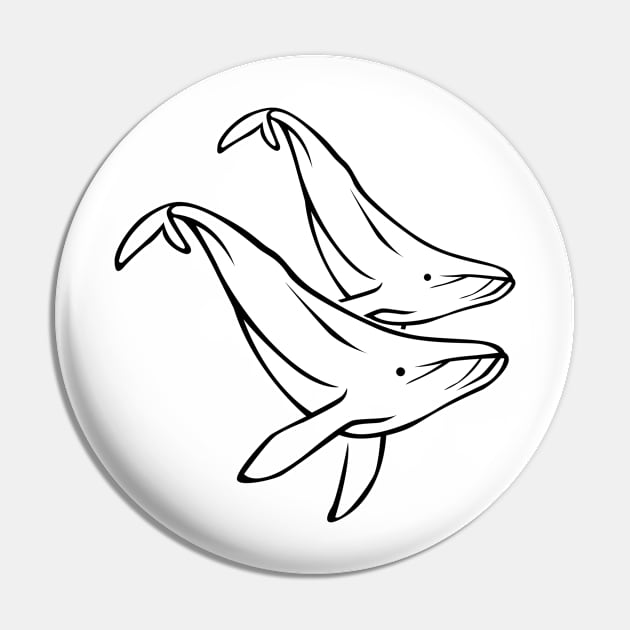 Whale, Humpback, minimal, art Pin by Strohalm