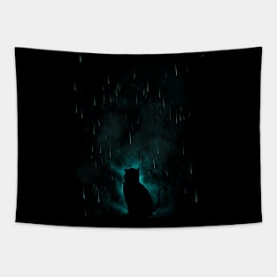 Street Cat and Rain Tapestry