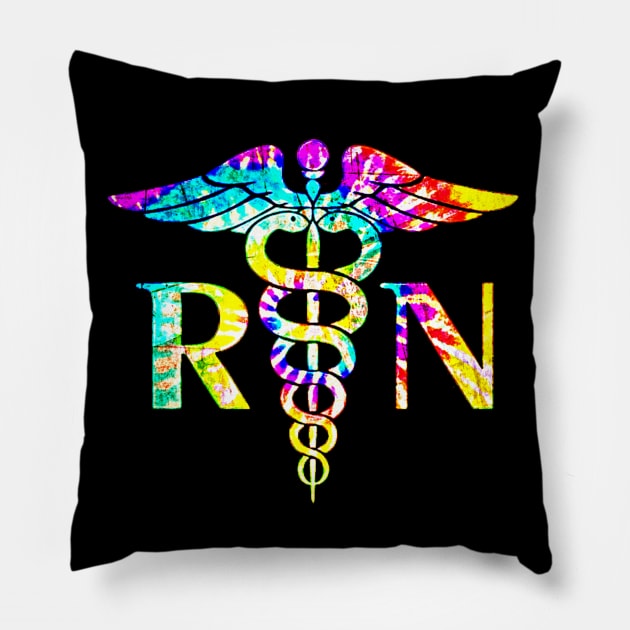 Lovely RN Registered Nurse Tie Dye Pillow by Wishtopia