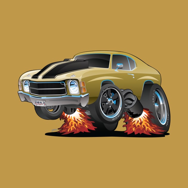 Classic American Seventies Muscle Car Cartoon by hobrath