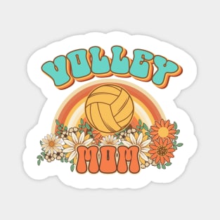 Groovy Volley mom Retro gift for funny mother Vintage floral pattern Magnet