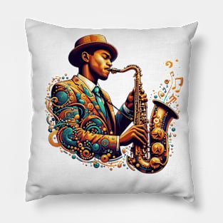 Jazz Saxophone Player Pillow