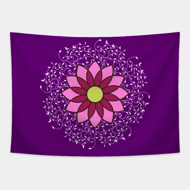 Mandala pattern with flower Tapestry by Mayathebeezzz