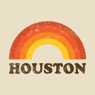 Houston Retro Vintage Rainbow Distressed T-Shirt