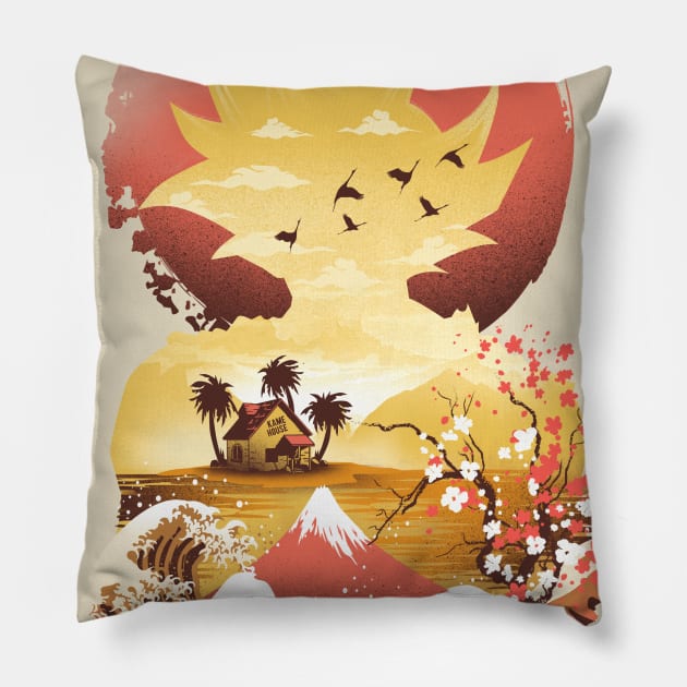 Super Saiyan Sunset Pillow by DANDINGEROZZ