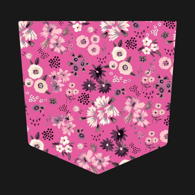 Pocket - LITTLE FLOWERS FUCSIA by ninoladesign