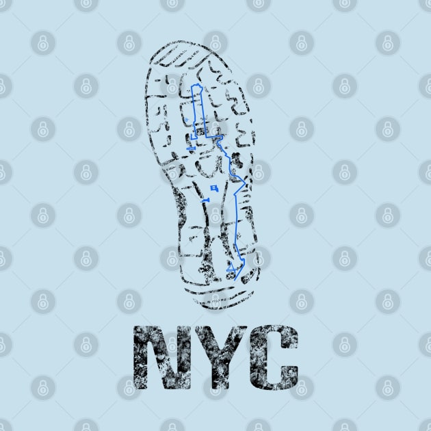 New York Runner Route City Beats Shoe Print | New York 26.2 by Bored Imagination Pop Art Absurdities 