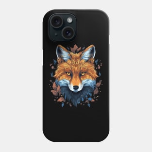 Cute Fox Portrait and Leaves Phone Case