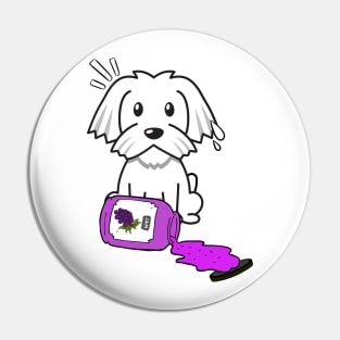 Funny white dog spilled grape jam Pin