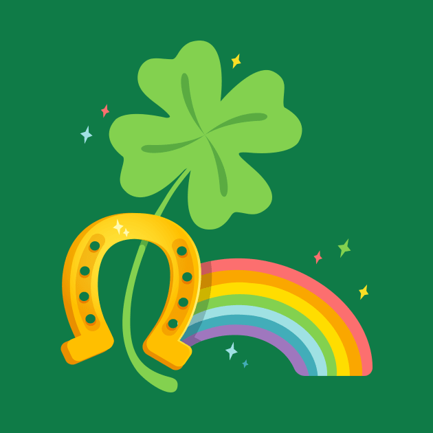 Lucky clover with rainbow and horseshoe by Sir13