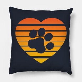 Cat Paw Heart Valentine - Orange Gradient Pillow