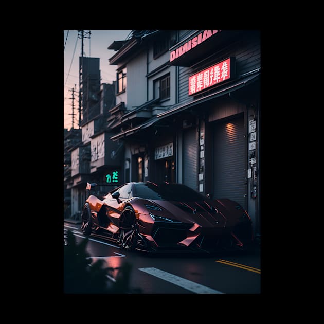 Dark Sports Car in Japanese City by star trek fanart and more