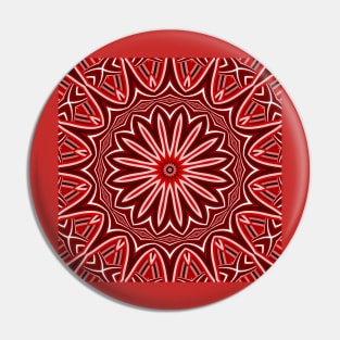 Red and White Daisy Mandala Pattern Pin