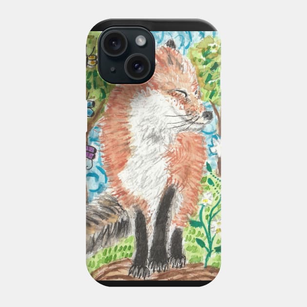 Cute  fox butterflies art Phone Case by SamsArtworks