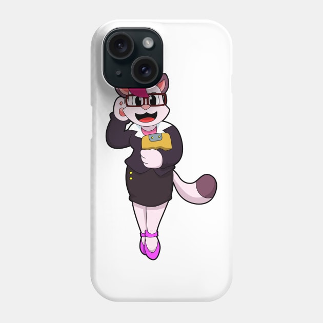 Cat as Secretary with Notepad Phone Case by Markus Schnabel