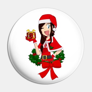 SantaChan w/ Gift Pin