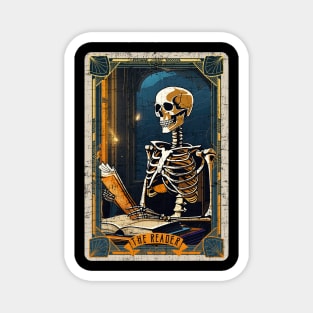 The Reader Retro Skeleton Halloween Tarot Card Magnet