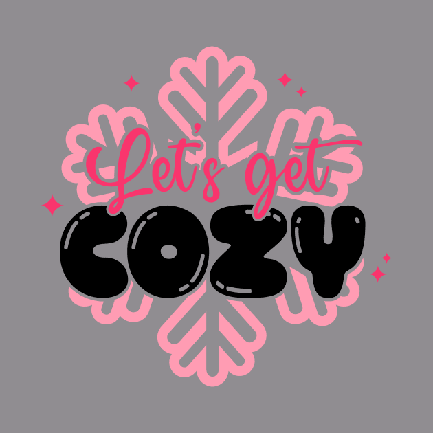 Let's Get Cozy for Holidays and Winter - Pink Snowflakes by Skeedabble