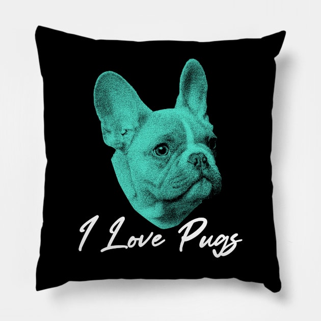 I love pugs Pillow by Markflow