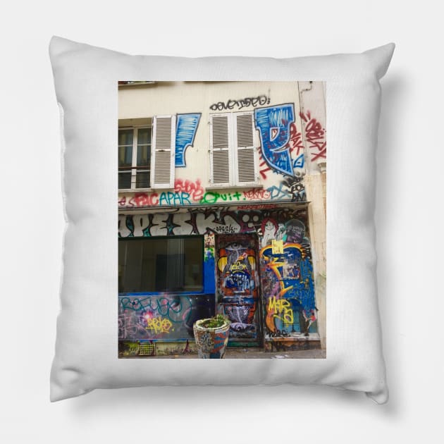 Graffiti in Paris, France Pillow by golan22may