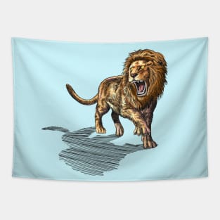 Roaring Lion Drawing Tapestry