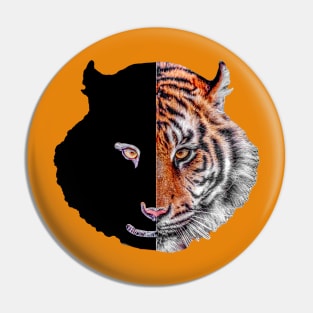 Yin and Yang Tiger Pin