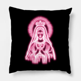 Pink Neon Virgin Mary Pillow