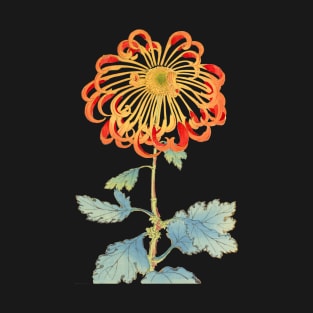 Red and Gold Chrysanthemum 2 - Hasegawa - Traditional Japanese style - Botanical Illustration T-Shirt