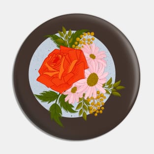 Vintage Floral Rose Botanical Bouquet Pin