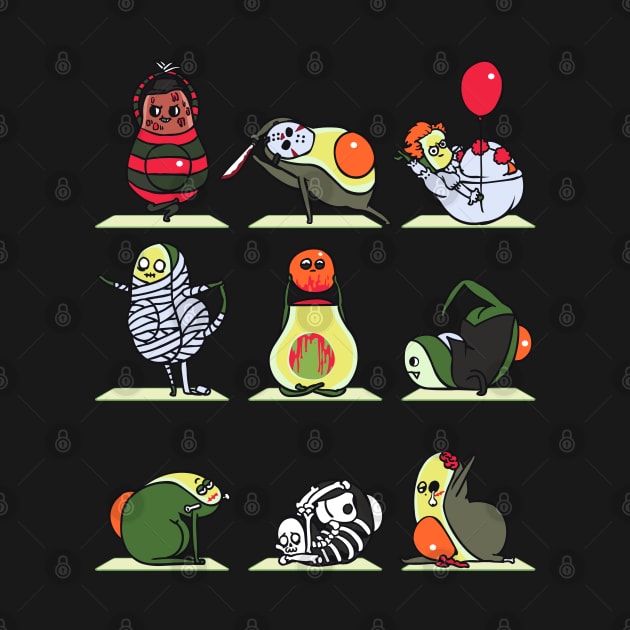 Avocado Yoga Halloween Monsters by huebucket